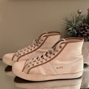 Gola for JCrew Women's Coaster High Top Sneakers - Cream & Tan Canvas- 7